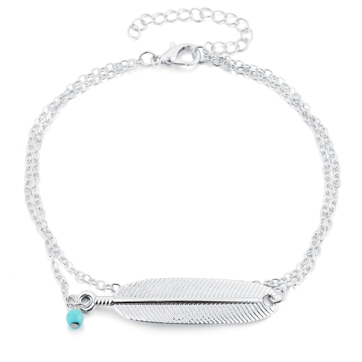 Turquoise Feather Charm Anklet | Eterlia
