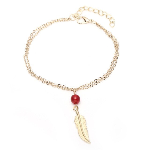 Crystal Bead Feather Anklet | Eterlia