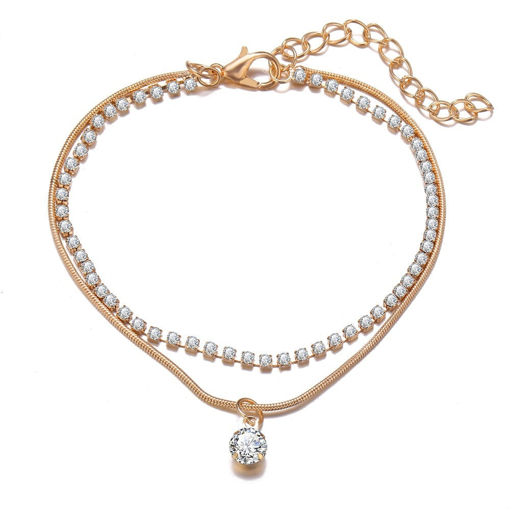 Diamond Dangle Boho Anklet | Eterlia