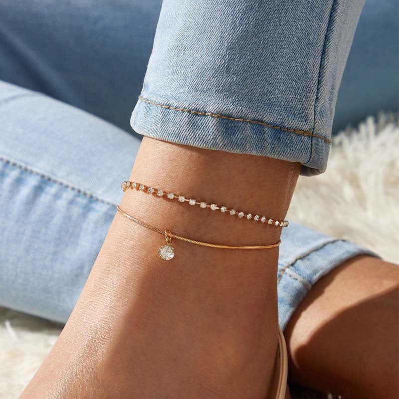 Diamond Dangle Boho Anklet | Eterlia