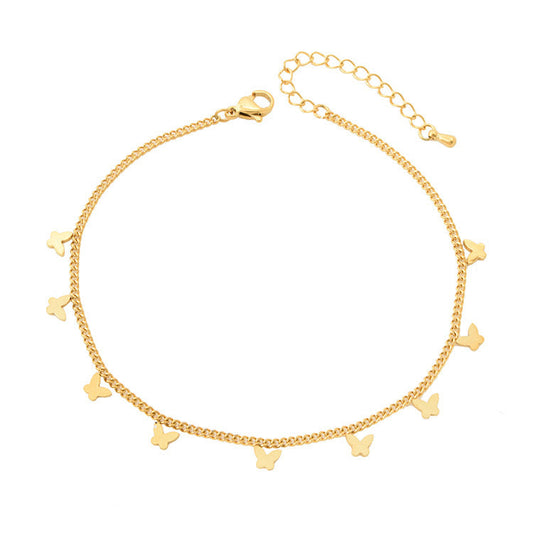 Butterfly Titanium Steel Gold Anklet | Eterlia
