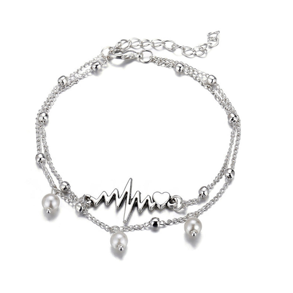 Double-Layer Pearl ECG Anklet | Eterlia
