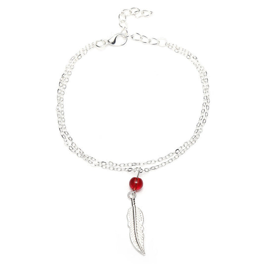 Crystal Bead Feather Anklet | Eterlia