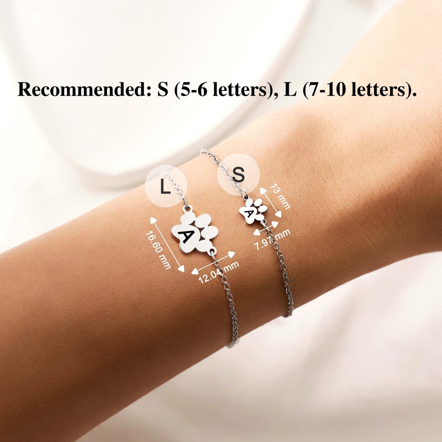 Personalized Pet Name Paw Print Bracelet, Minimalist Dog Cat Paw Jewelry LM32 669429 | Eterlia