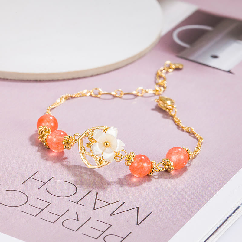 Red Agate Tridacna Stone Flower Confidence Bracelet | Eterlia