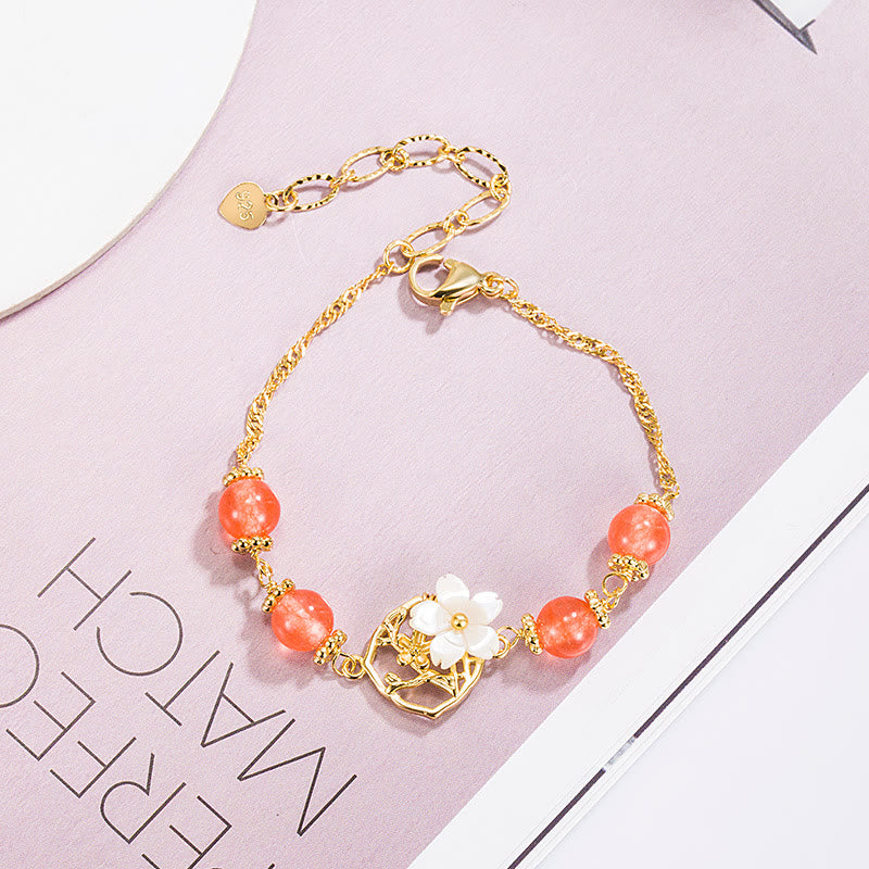 Red Agate Tridacna Stone Flower Confidence Bracelet | Eterlia