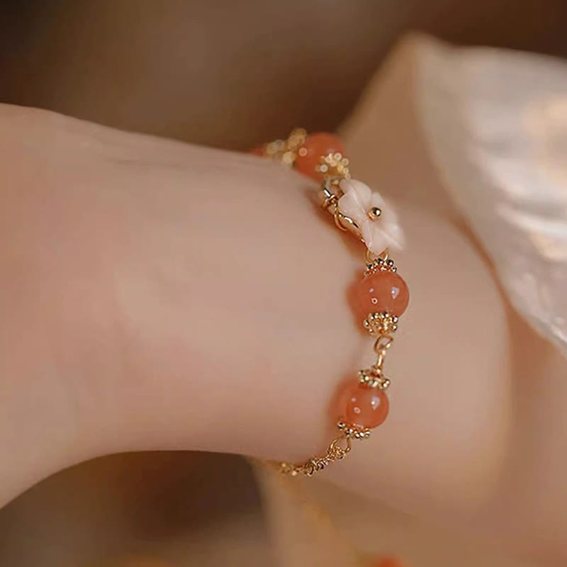 Red Agate Tridacna Stone Flower Confidence Bracelet | Eterlia