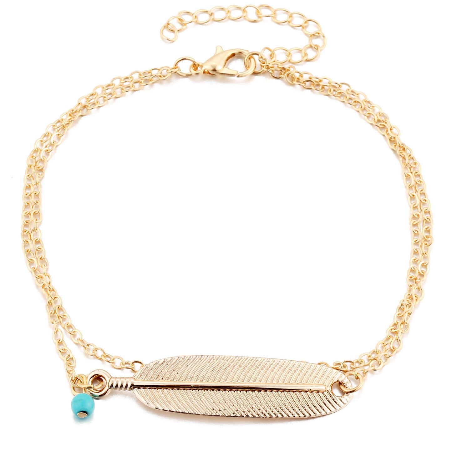 Turquoise Feather Charm Anklet | Eterlia