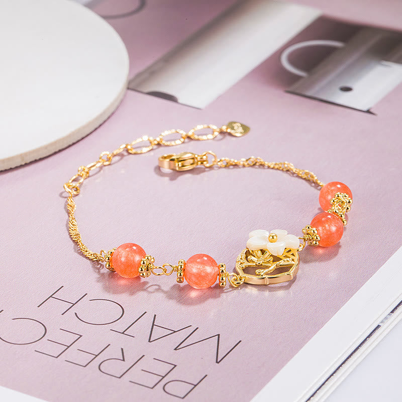 Red Agate Tridacna Stone Flower Confidence Bracelet | Eterlia