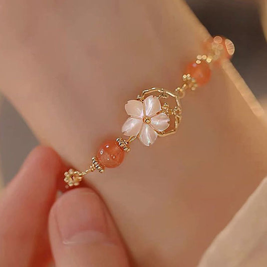 Red Agate Tridacna Stone Flower Confidence Bracelet | Eterlia