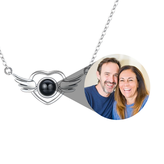 Personalized Angel Wings Heart Photo Necklace | Eterlia