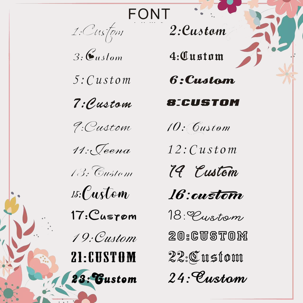 Font options 1 to 24